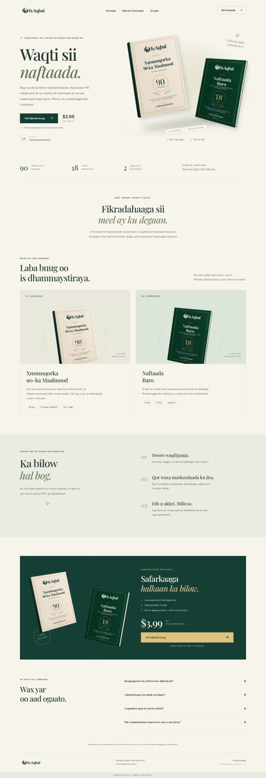 IsAqbal editable digital-book Elementor landing page, actual desktop preview.