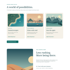 Shumac Travels generated full-page design concept preview