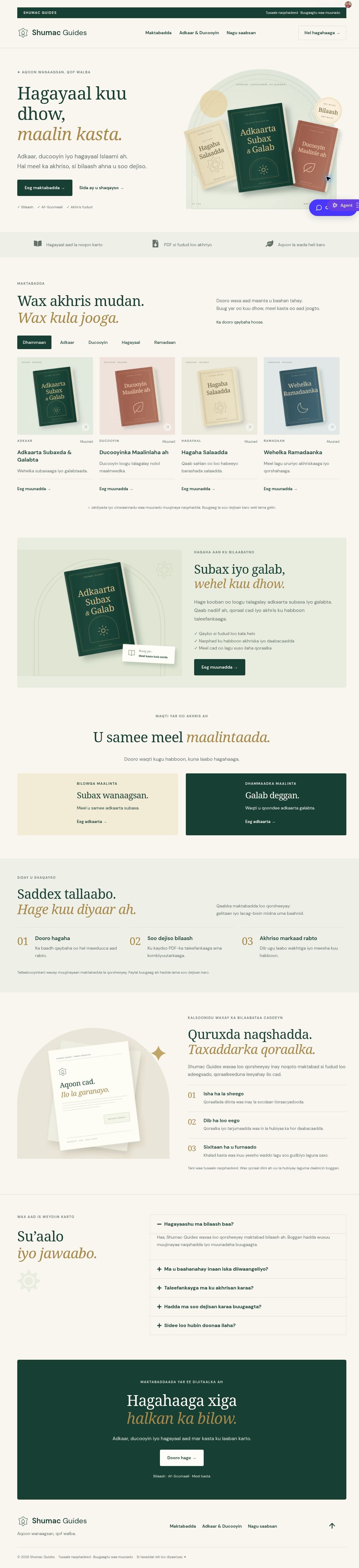 Full-page screenshot of the Shumac Guides template