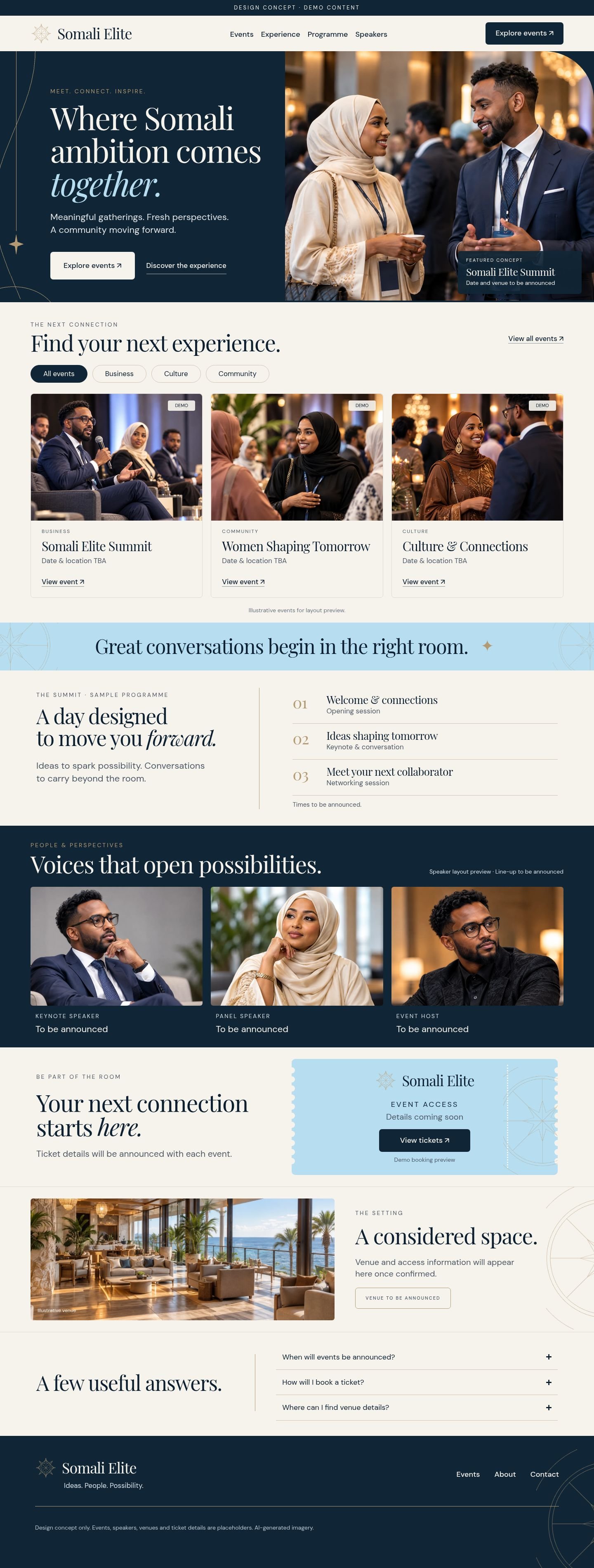 Full-page screenshot of the Somali Elite template